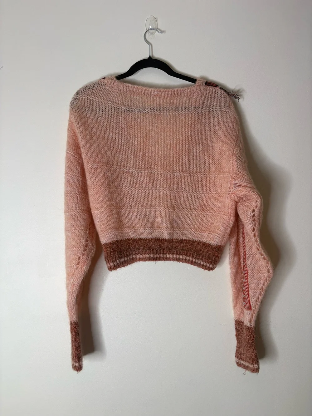 Free People Fringe Passion Fruit Alpaca Sweater Mohair Fringe